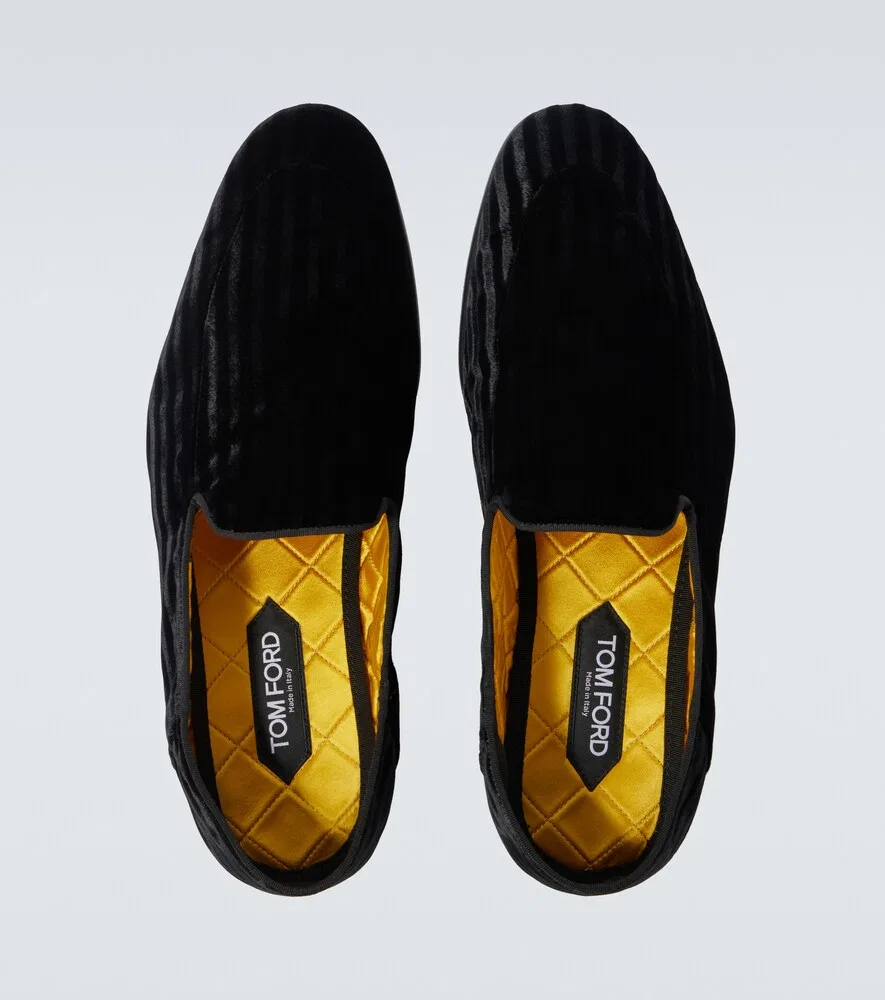 Полосатые бархатные лоферы Steven Tom Ford, черный — фото 4