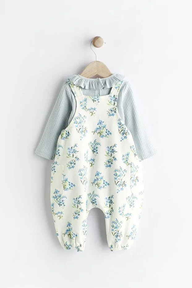 Детский комбинезон для девочек с цветочным принтом Next Baby, Blue — фото 4