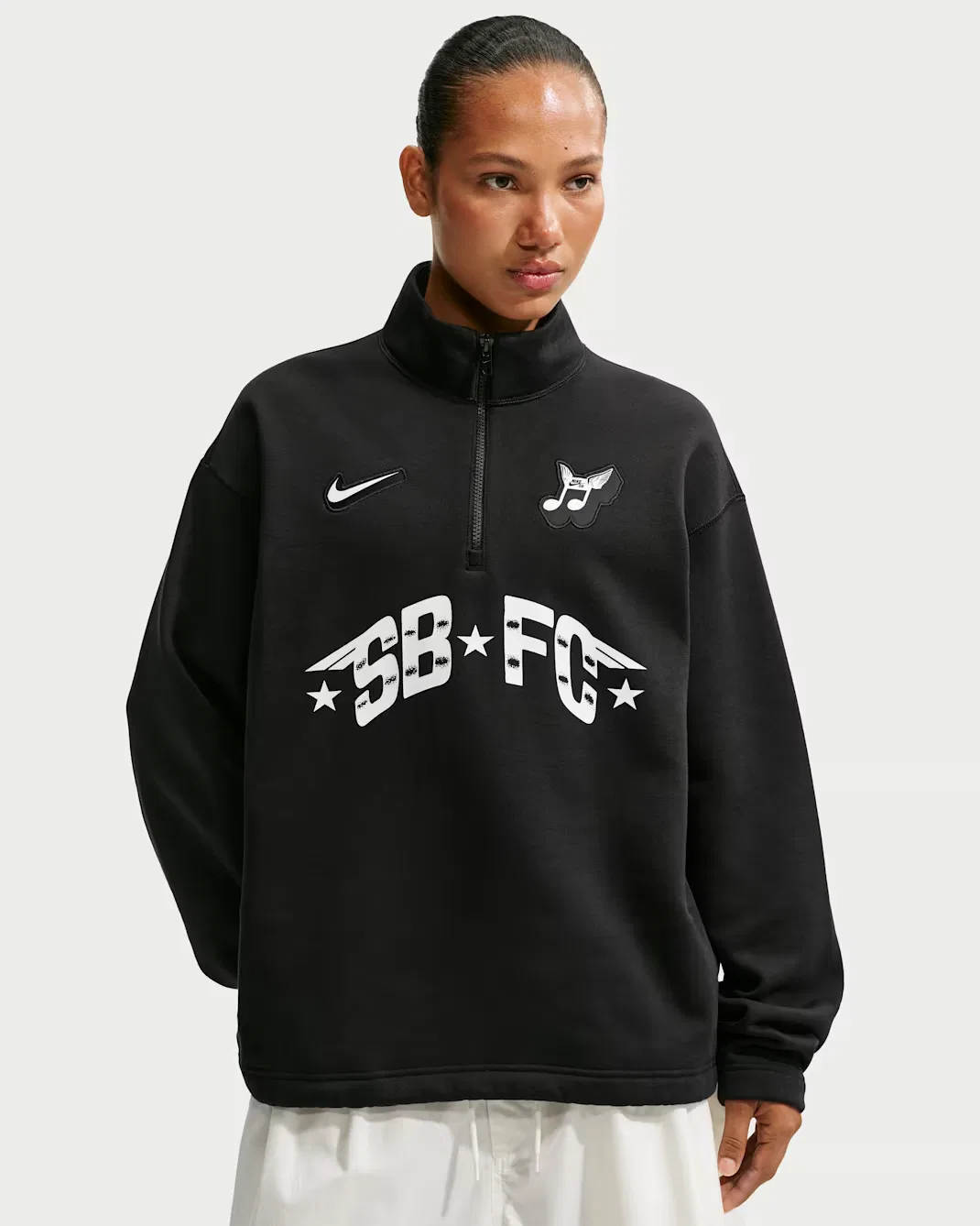 Толстовка Skate с круглым вырезом и молнией до середины груди из флиса Nike SB, Black — фото 2