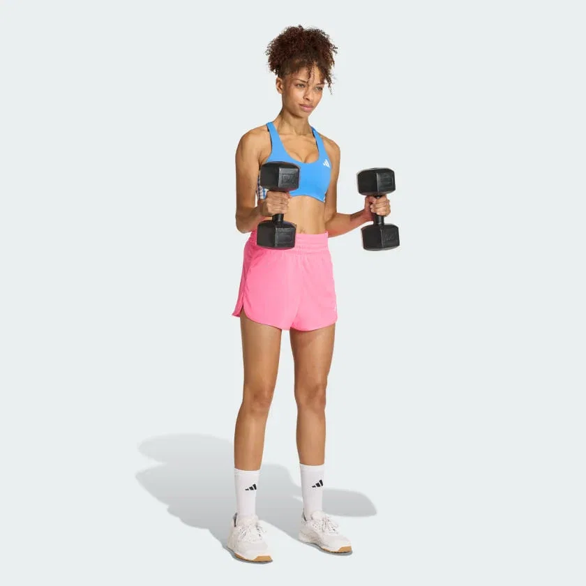 Женские спортивные шорты с высокой посадкой и боковыми разрезами Pacer Essentials Knit adidas, Lucid Pink / White — фото 3