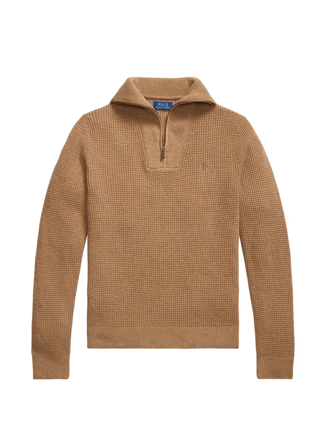Polo Ralph Lauren Свитер вафельный с молнией коричневый