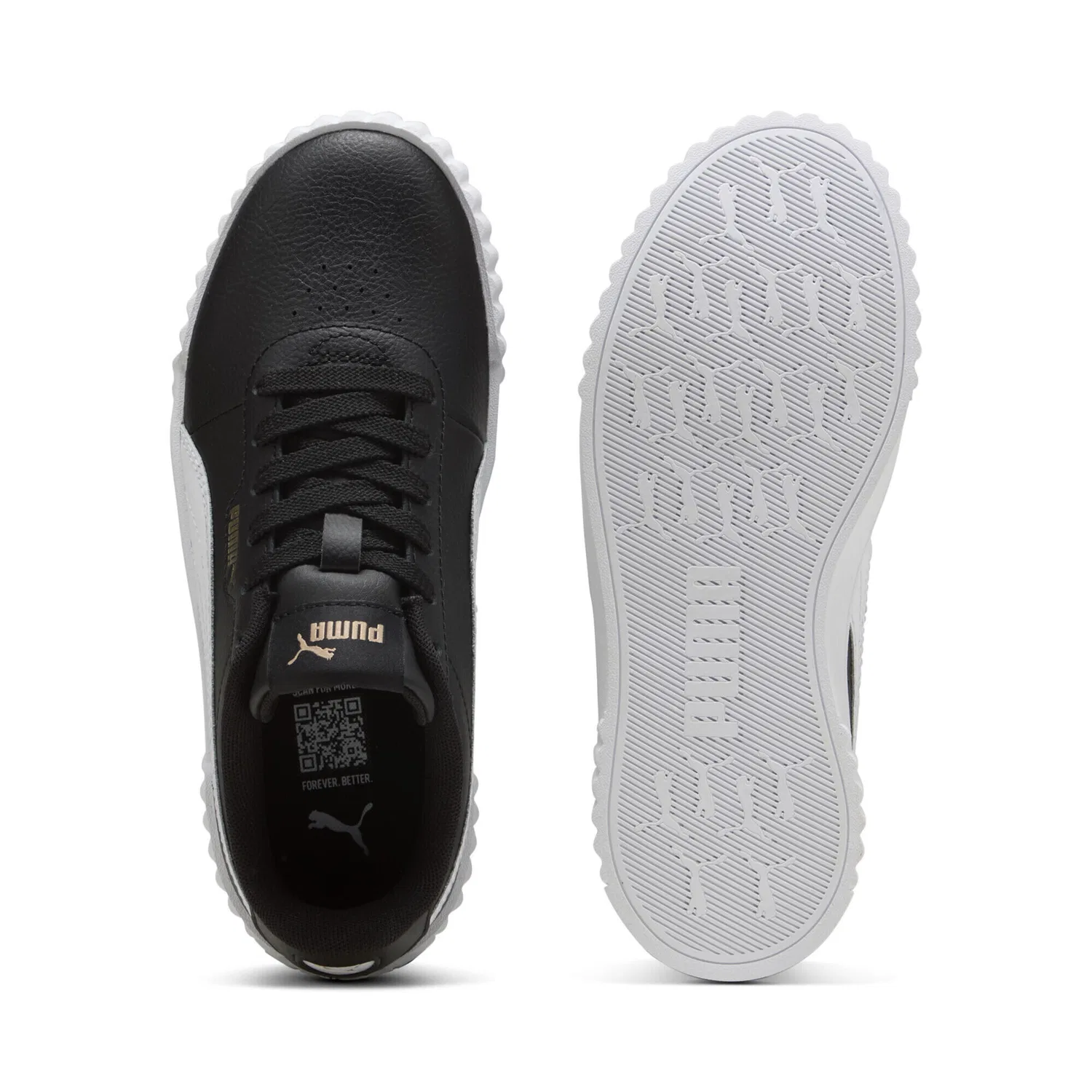 Детские кроссовки для девочек Carina 3.0 Puma, Schwarz Weiss Gold — фото 4