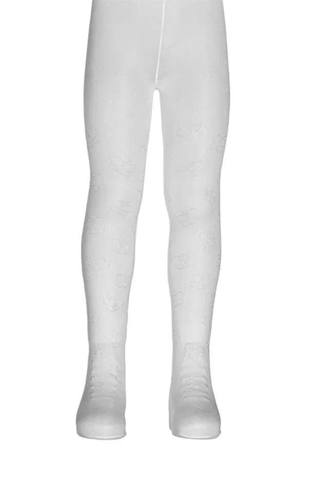 Детские колготки для девочек с принтом Butterfly patterned micro baby pantyhose Dore Çorap, White
