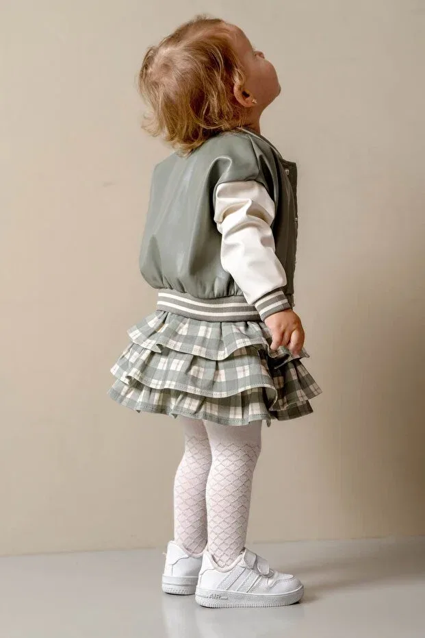Детский комплект для девочек кожаный с принтом Party Jnf Kids, Mint Green — фото 4