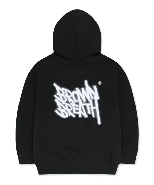 Детская худи с капюшоном и молнией, Kids tag spray zip up, Brownbreath Kids, черный — фото 3