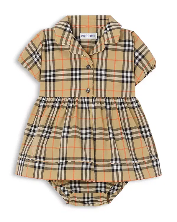 Детский комплект хлопковый Camp collar Burberry, Sand Ip Check