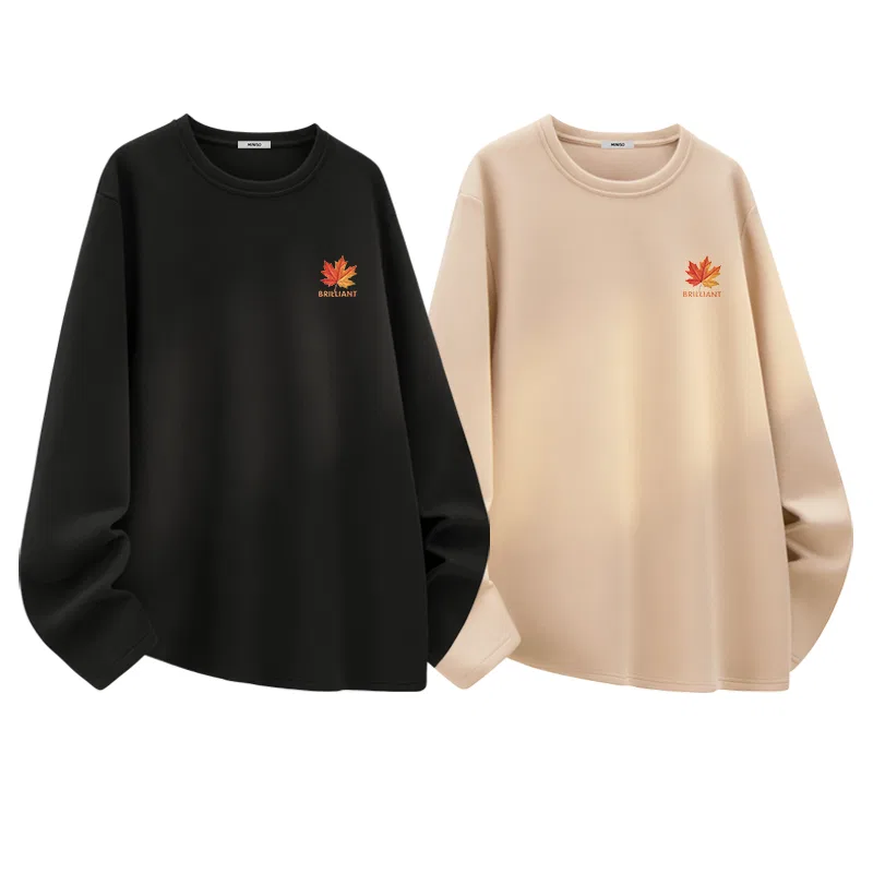 Детский комплект футболок с принтом Maple Leaf Chest Logo MINISO, Black + Apricot