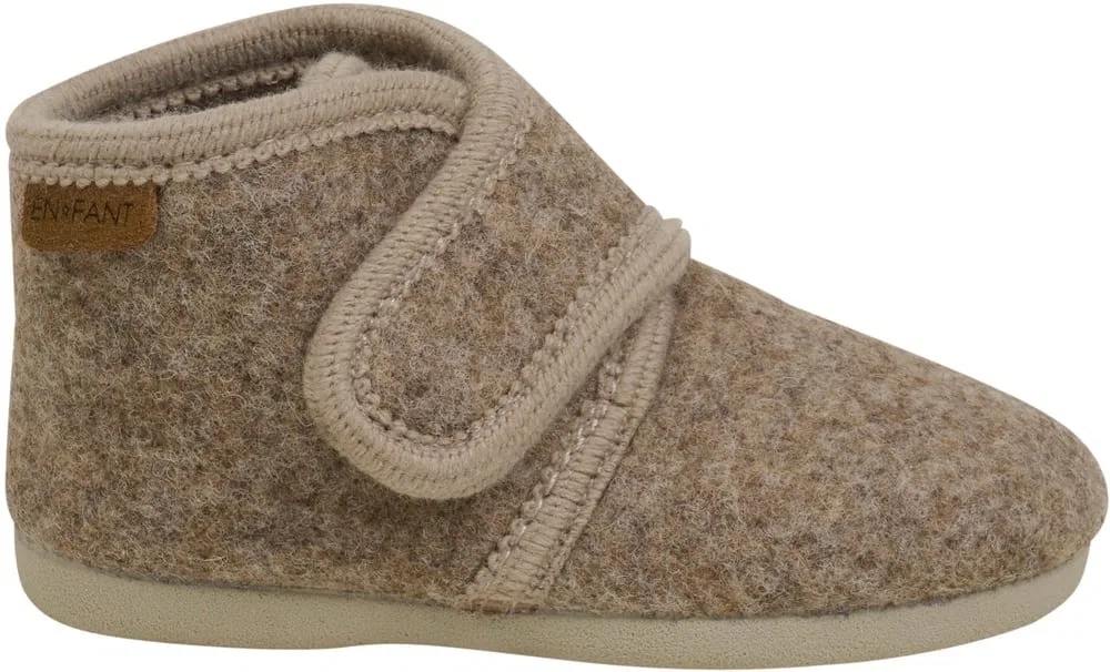 Домашние тапочки детские с застежкой-липучкой Slippers Wool Hook and Loop En Fant, коричневый — фото 2