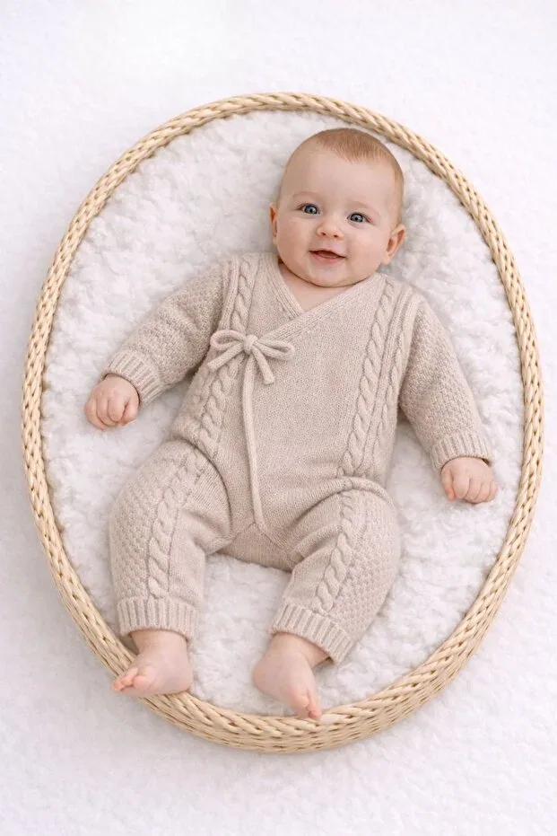 Детский комбинезон с косой вязкой Minytrendy, Beige