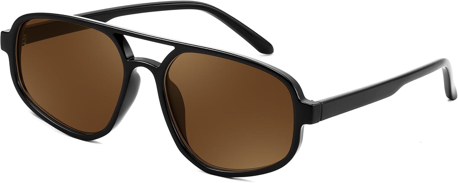 

Солнцезащитные очки FEISEDY Retro Aviator для женщин и мужчин, классическая пластиковая оправа 70-х годов, защита от УФ-излучения UV400, артикул B0252, Black Grame & Deep Tea Lens