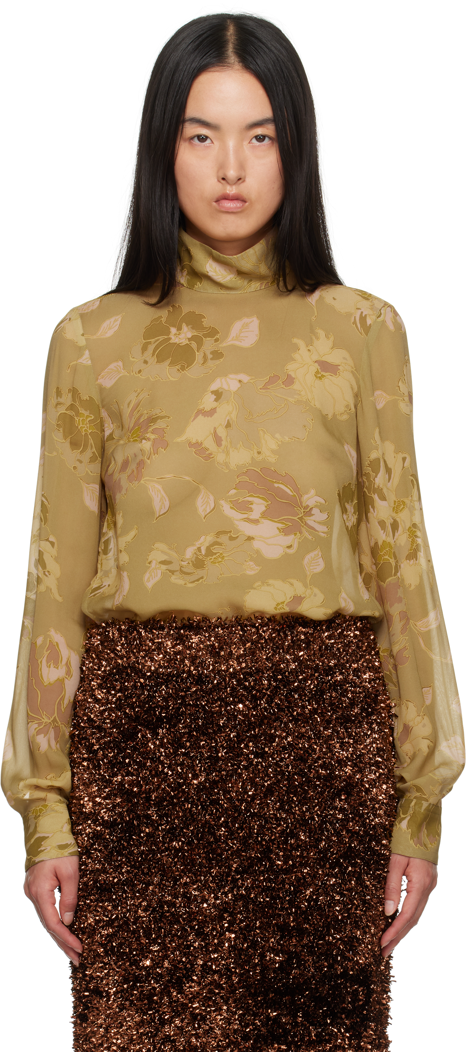 

Блузка из желтого крепа Dries Van Noten