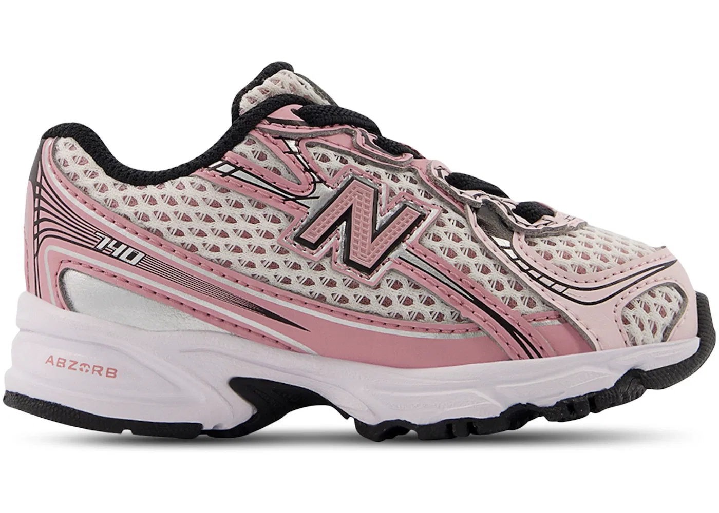 Детские кроссовки с брендовым шнурком New Balance 740 Bungee Lace New Balance, Washed Burgundy Pink Taffy