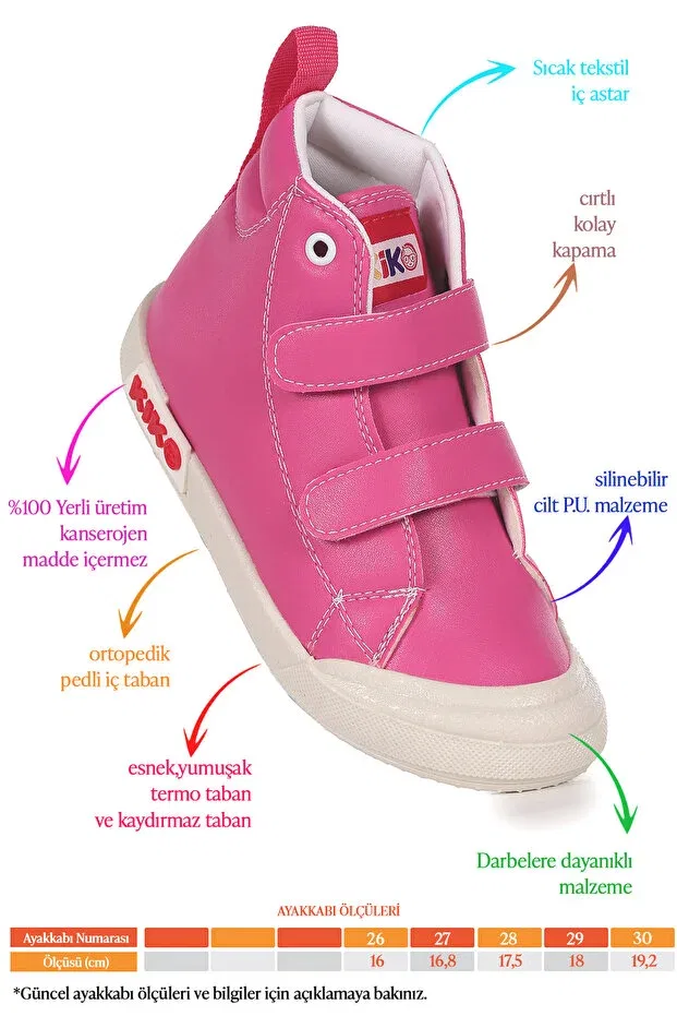 Детские ботинки для девочек на липучках Garf Kiko Kids, Fuchsia — фото 2