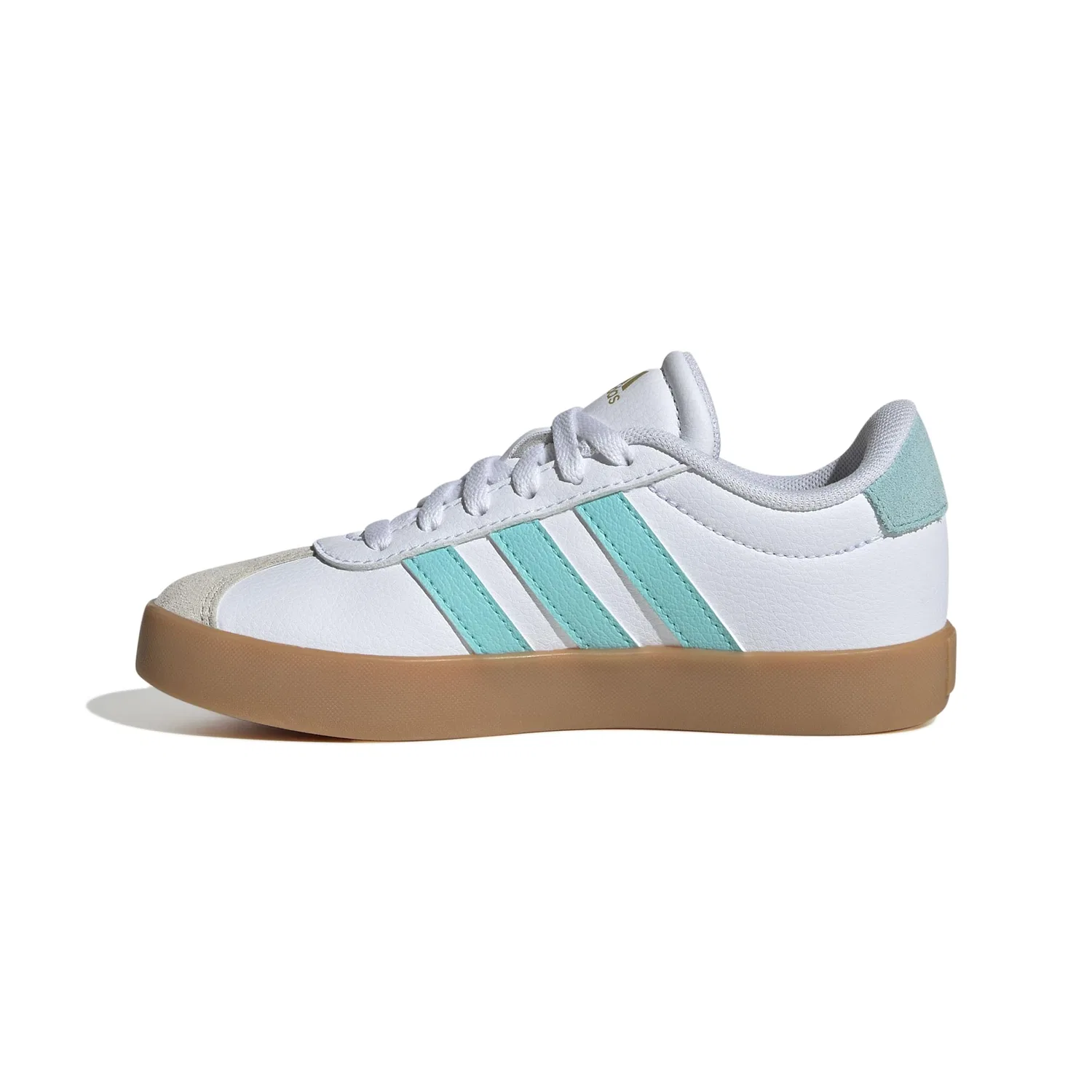Детские кроссовки для мальчиков с полосками Vl Court 3.0 Adidas, White Turquoise Flash Alumina