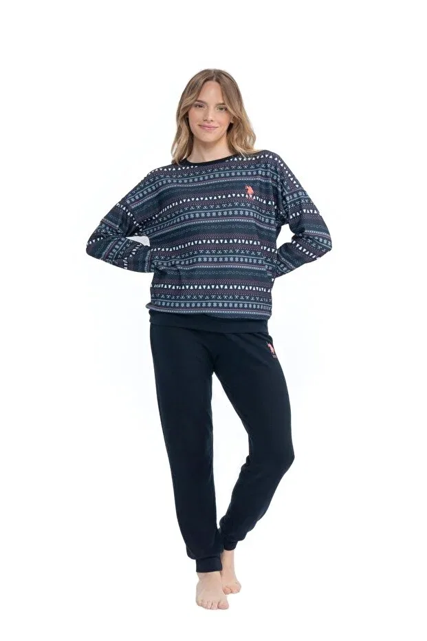 Женская пижама с этническим узором U.S. Polo Assn., Navy Blue