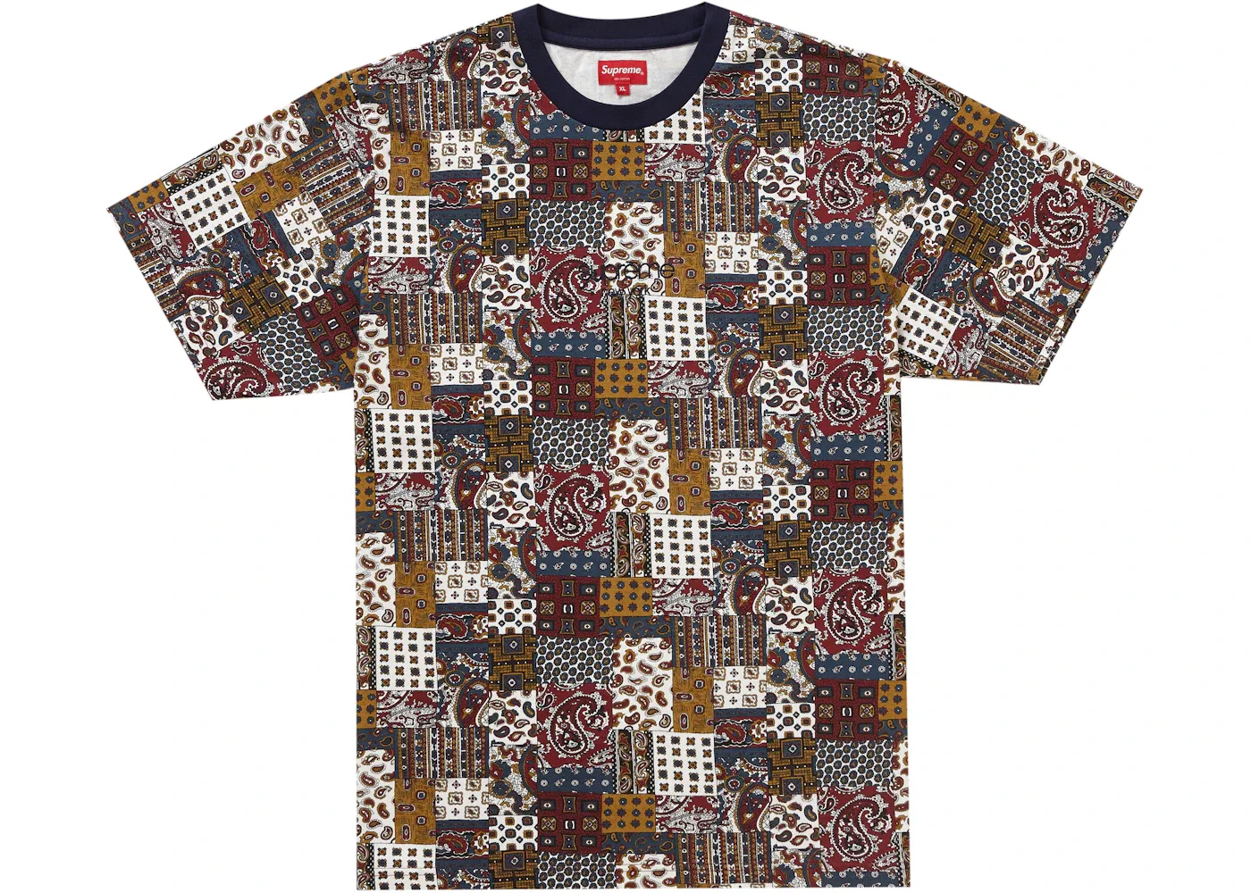 Мужская футболка с принтом Supreme Patchwork Paisley S/S Top, Dark Red