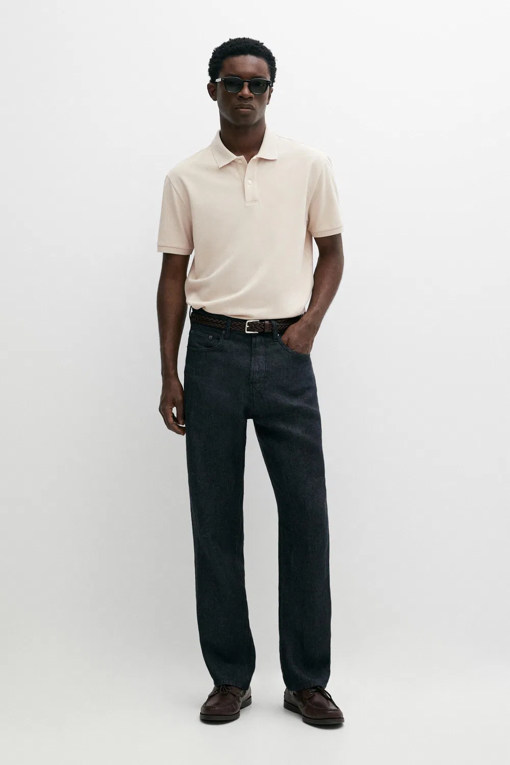 Поло из микротекстурированного хлопка пике Massimo Dutti, Stone