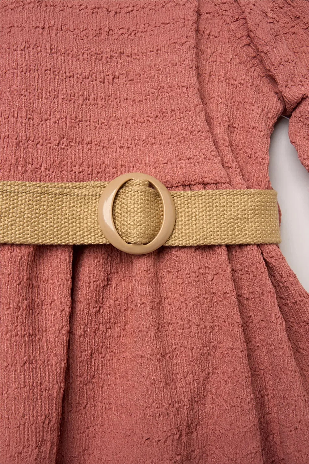 Комплект из платья с текстурой и ремня Miss, Terracotta — фото 3