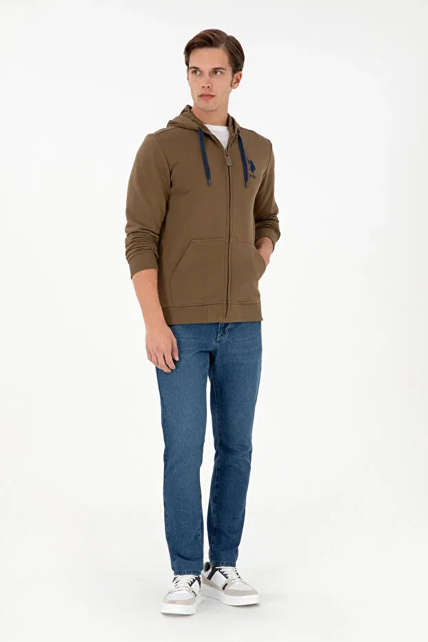 Мужской кардиган с длинным рукавом Basics U.S. Polo Assn., Khaki — фото 4