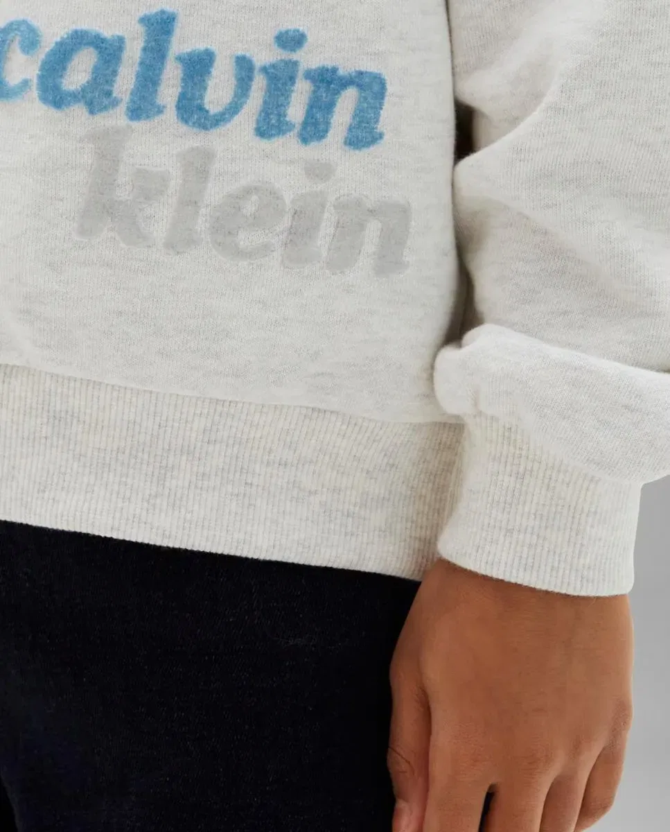 Детская худи для девочек с принтом Calvin Klein, Gris — фото 3