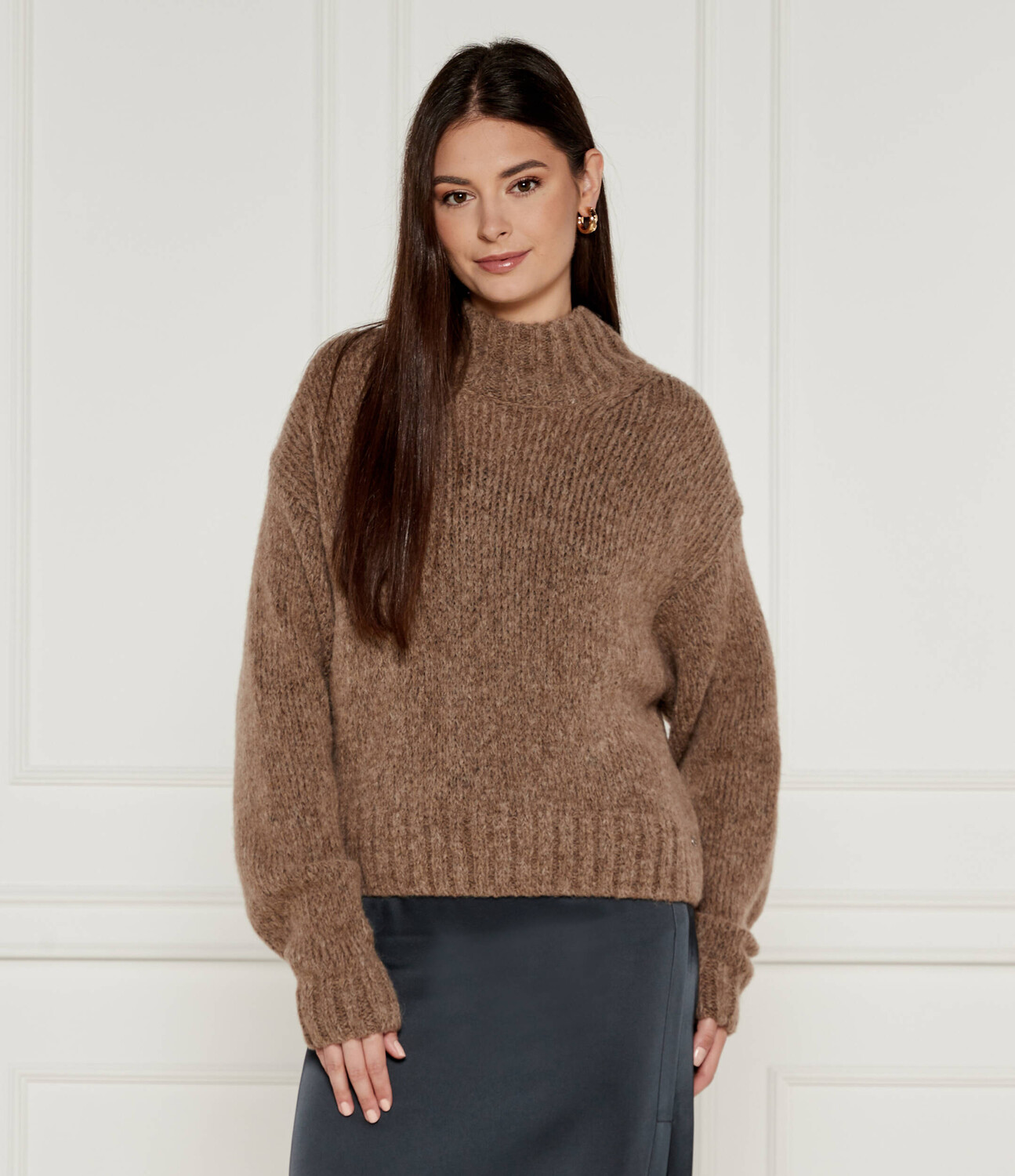 

Свитер из шерсти Marc Cain Oversize fit, коричневый