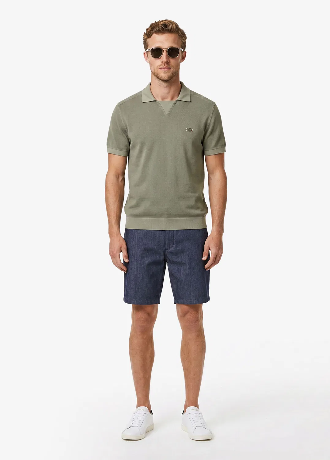 Поло Lacoste Relaxed Fit, хаки — фото 3
