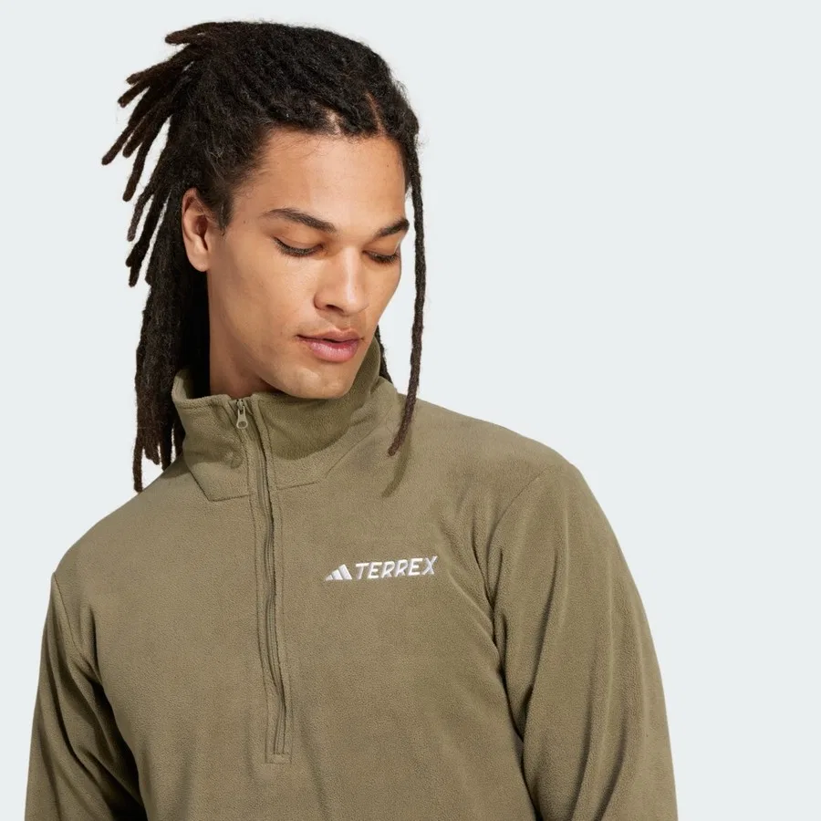 Флисовая куртка с половиной застежкой-молнией TERREX JP0784 Multi Essentials 1/2 Zip Fleece Jacket adidas, Зеленый — фото 4