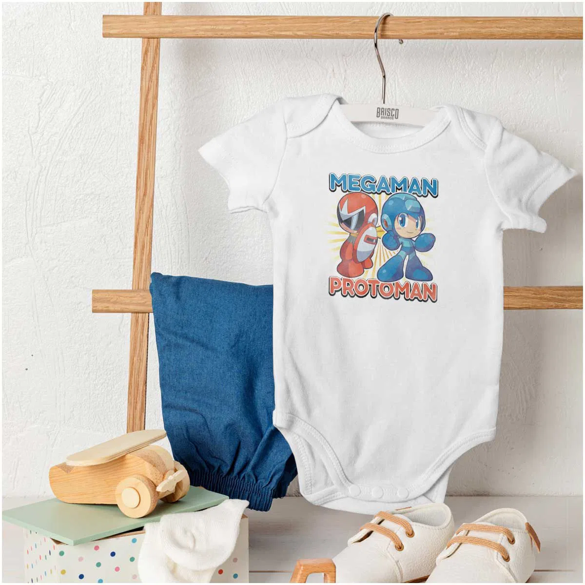 Детское боди с коротким рукавом MegaMan ProtoMan Brisco Brands, White — фото 4