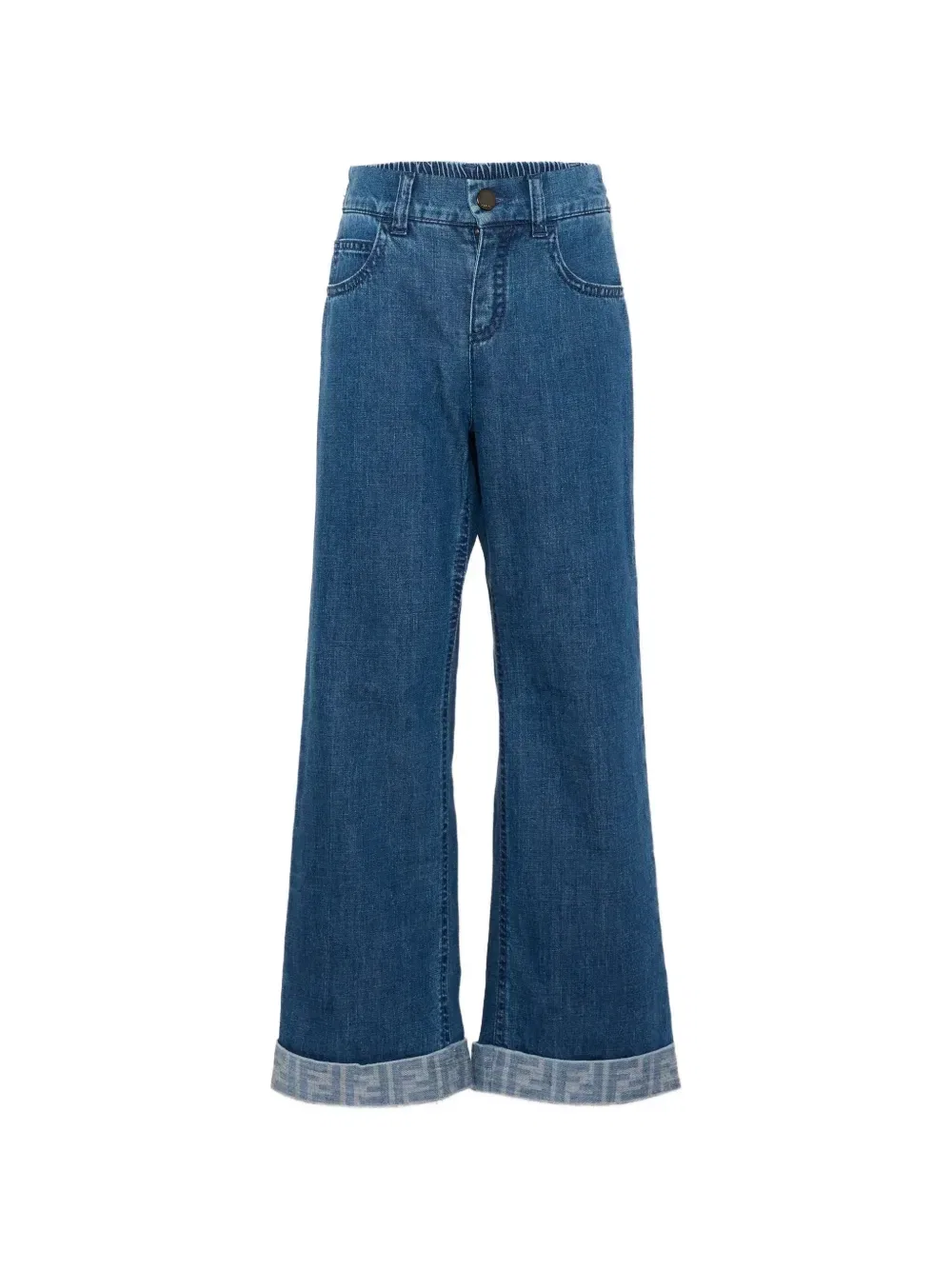 Джинсы с отворотами и логотипом FF Fendi Kids, синий