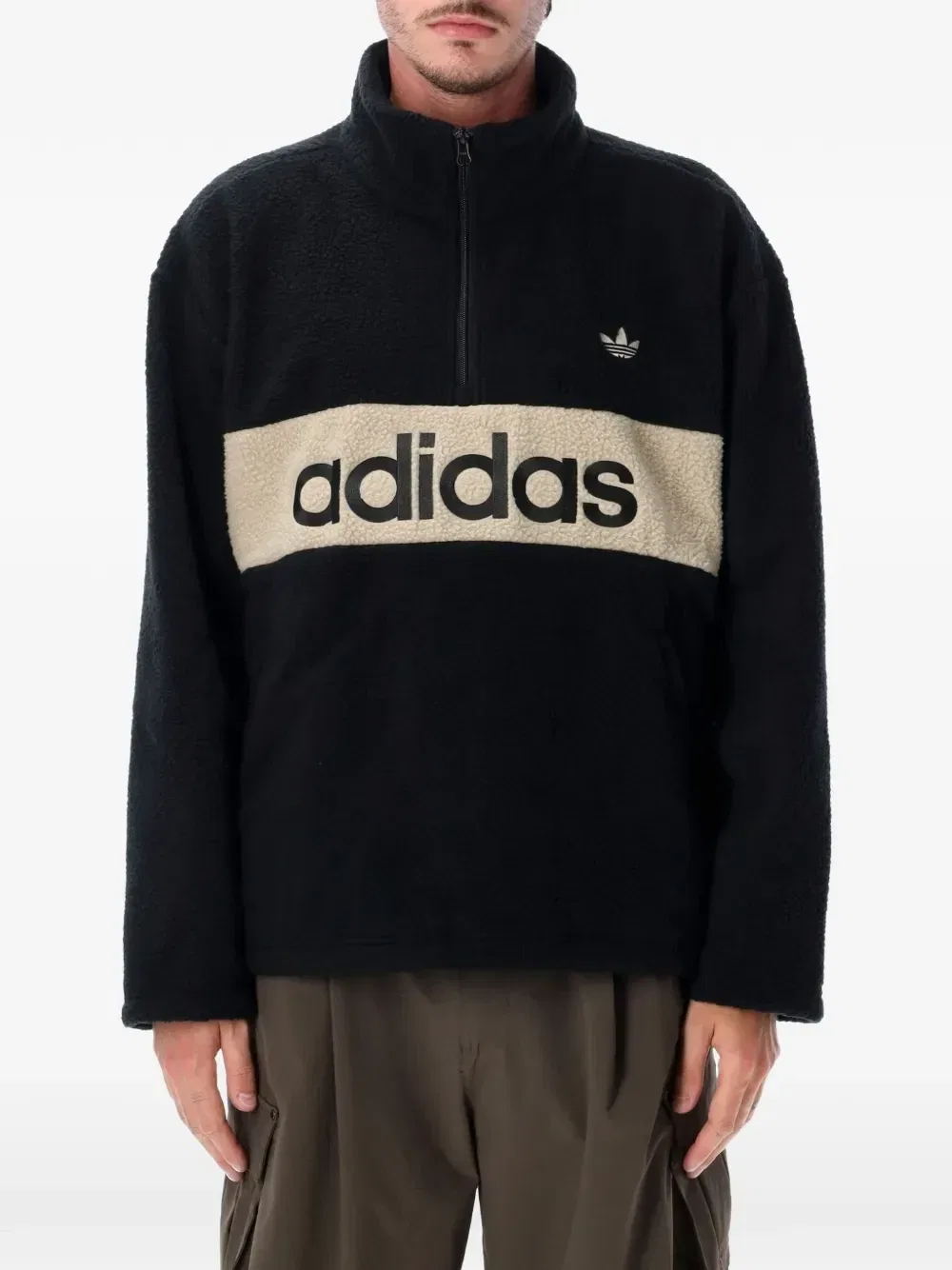 Флисовая толстовка на молнии до середины груди Adidas, черный