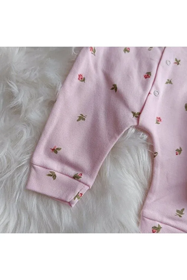 Детский комбинезон для девочек хлопковый Crispy floral cotton baby jumpsuit Nayinom, Pink — фото 3