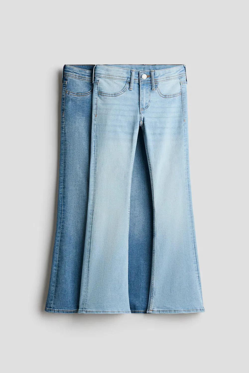 Комплект из 2 джинсов-клеш с низкой посадкой H&M, Helles Denimblau/Denimblau