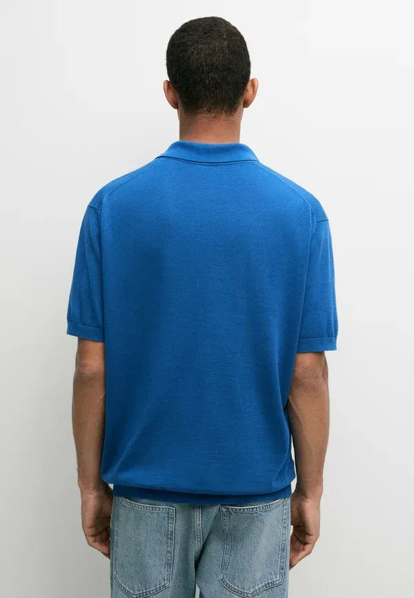 Поло свободного кроя из 100% хлопка Polo shirt Massimo Dutti, синий — фото 3
