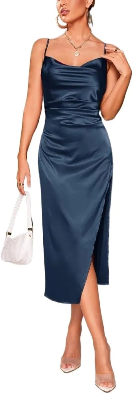 Женское облегающее платье с драпировкой Sleeveless, Navy Blue