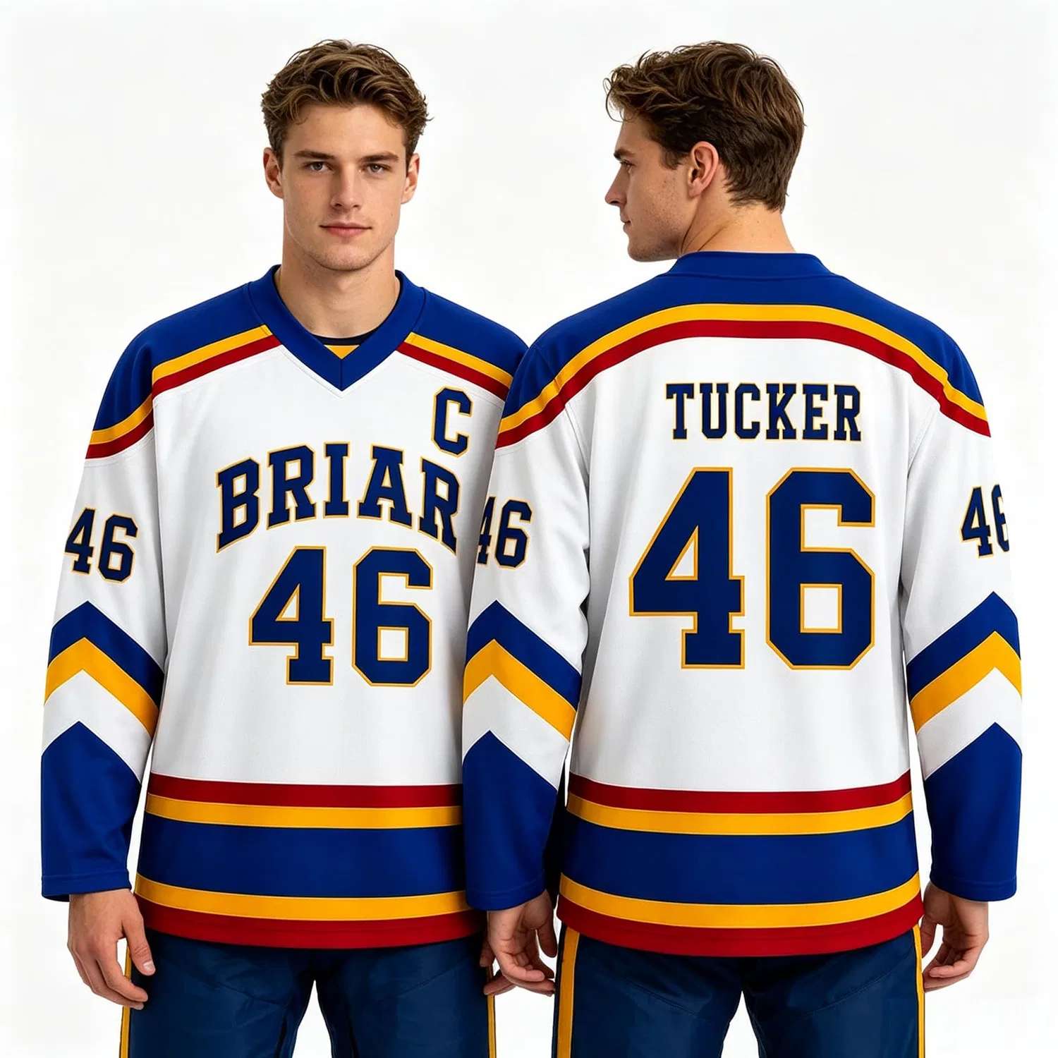 Мужская футболка с длинным рукавом Campus Briar U Hockey Jersey Graham 44 & Logan 22 & Tucker 46 & Laurentis 66, C27 — фото 2