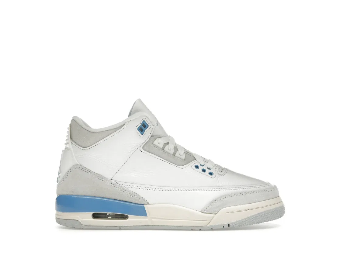 Детские кроссовки для школьников с принтом Jordan 3 Retro Jordan, Summit White/Hydrogen Blue/Legend Blue/Photon Dust/Pure Platinum/Sail