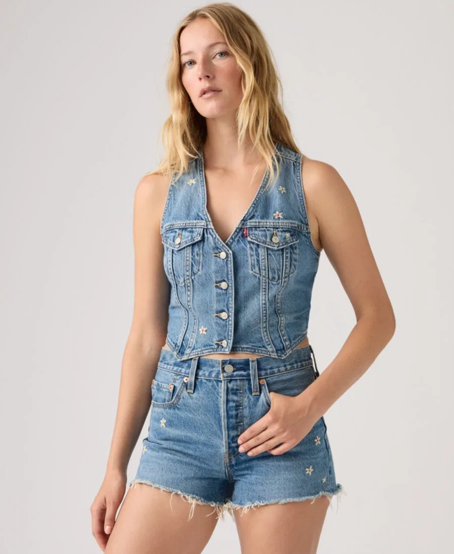 Жилет-безрукавка из хлопка с V-образным вырезом, Embroidered Mainline Levi's, Bee In The Bonnet Vest — фото 2