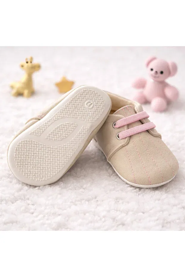 Детские туфли для девочек без скольжения Basics Happy Baby Butik, Beige Pink — фото 4