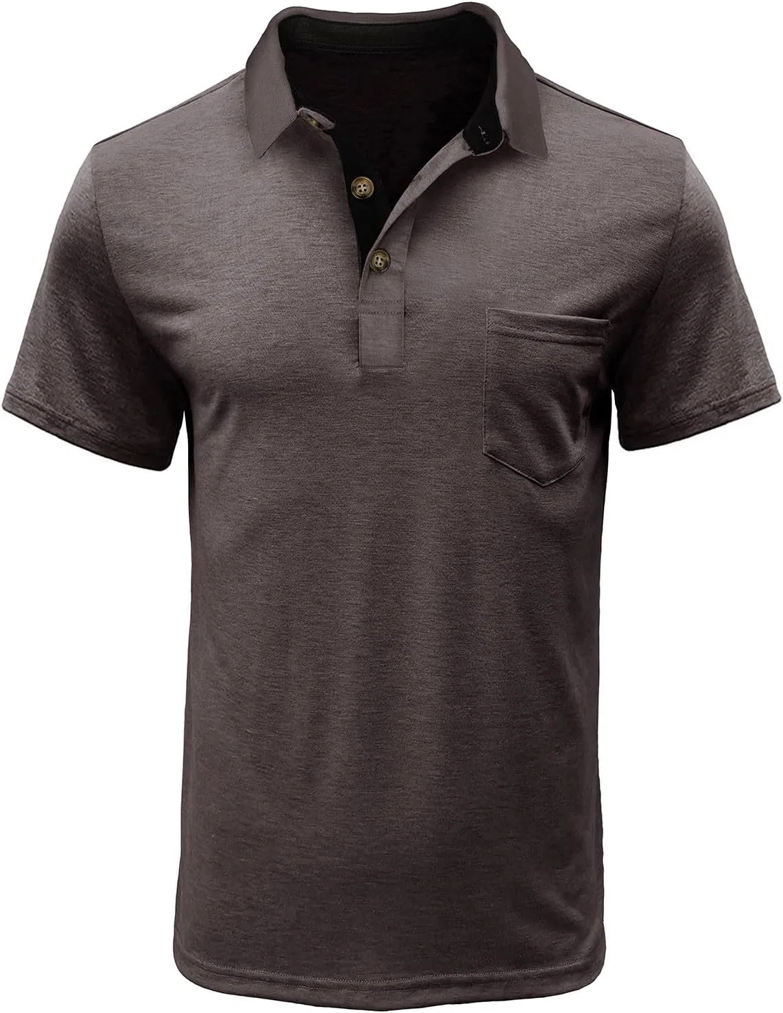 Мужская хлопковая футболка-поло Henley Slim Fit, Coffee