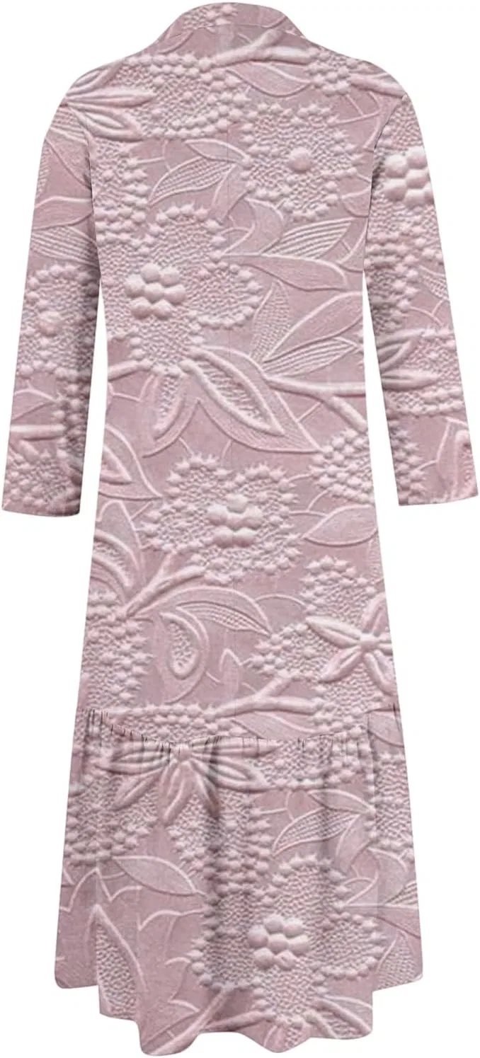 Платье-рубашка макси с цветочным принтом, Plus Size, Pink — фото 4