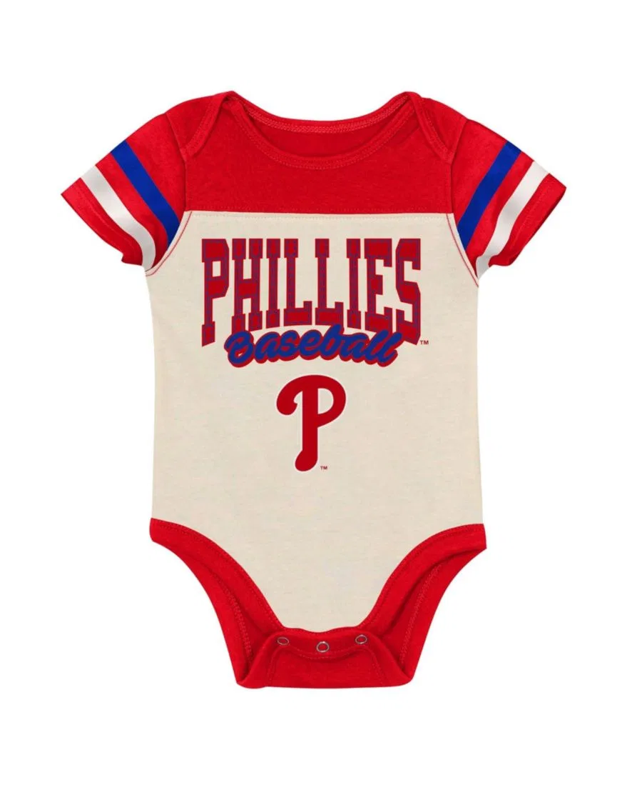 Комплект из трех предметов: боди, слюнявчик и пинетки Philadelphia Phillies Up One Outerstuff, Red — фото 2