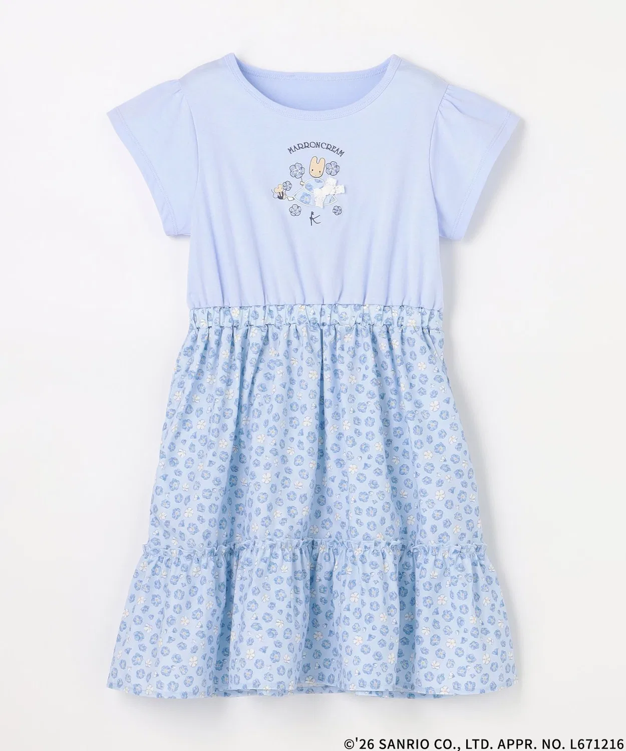 Детское платье для девочек с принтом и аппликацией Nemophila Kumikyoku KIDS, Sax Blue — фото 2