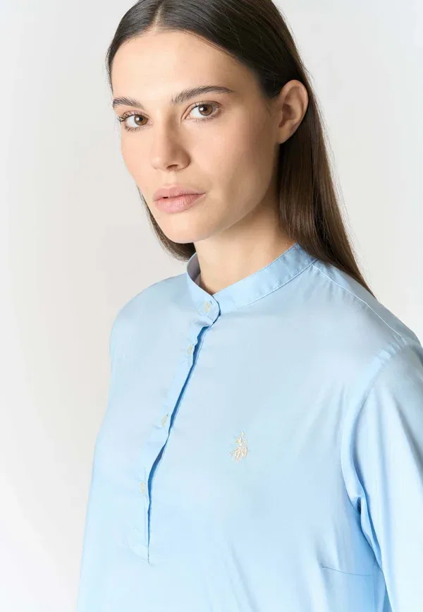 Туника хлопковая Con maniche a quarti e collo alla coreana U.S. Polo Assn., синий — фото 4