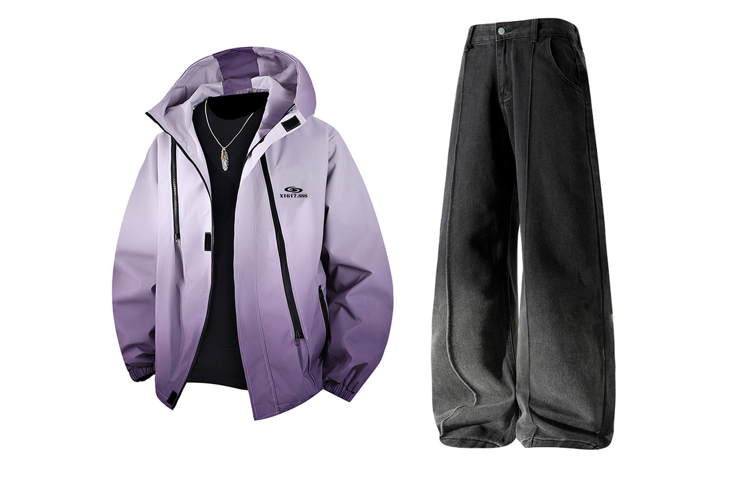 

Повседневная спортивная одежда Unisex с лацканом Moderate X1617, фиолетовый pants+черный pants