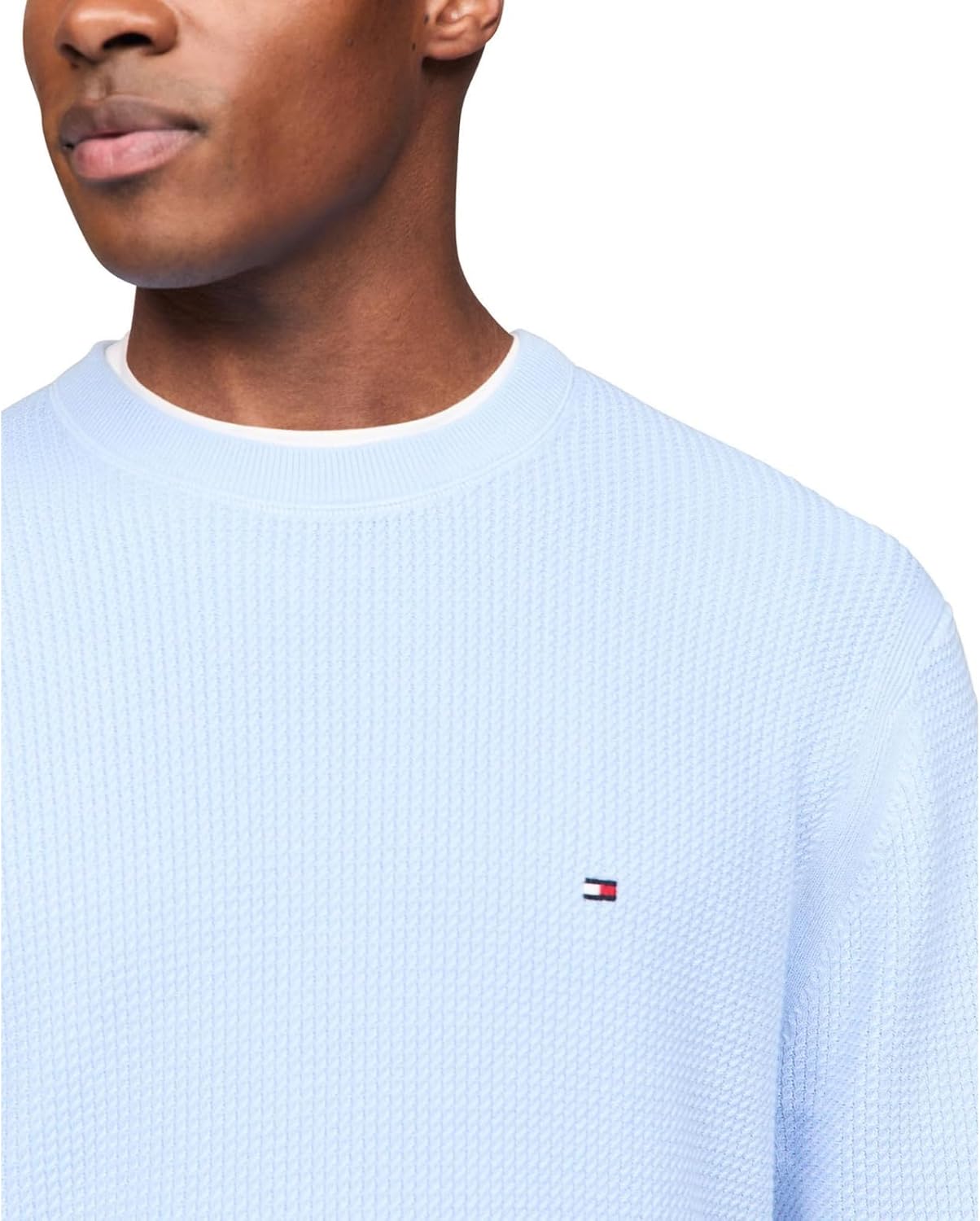 Мужской свитер Tommy Hilfiger с вафельной вязкой и круглым вырезом, легкий пуловер, также доступен в размерах для больших и высоких женщин., Vessel Blue — фото 2