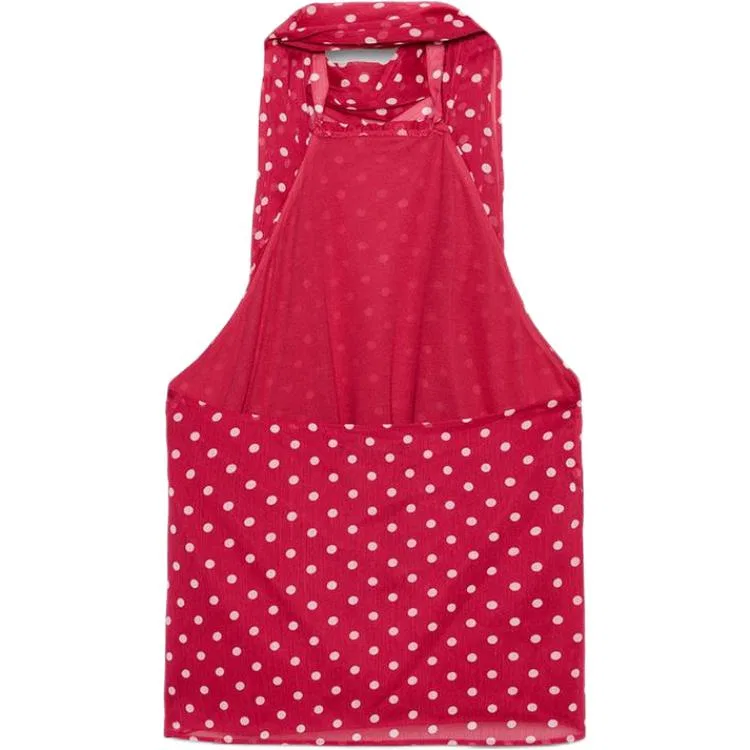 Женская майка-трапеция на тонких бретелях с V-образным вырезом ZARA, Rose Red — фото 3