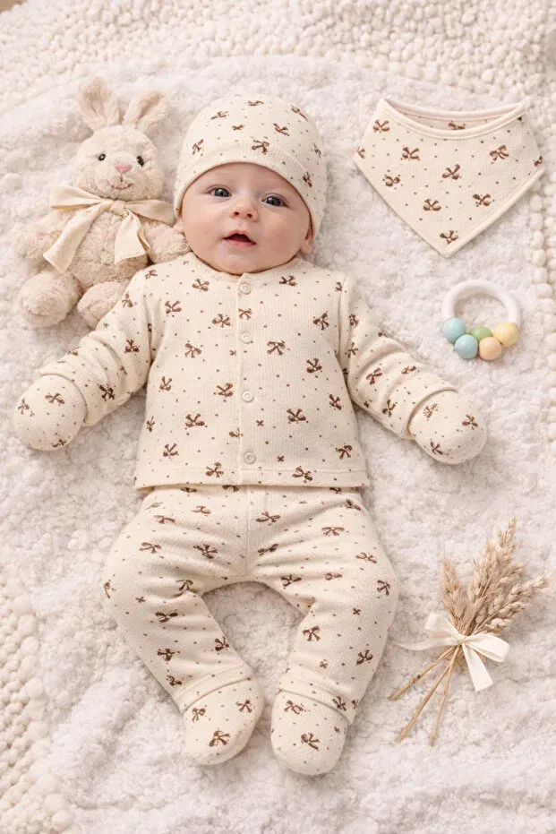 Детский комплект для новорожденных девочек хлопковый Simurg Baby, Beige