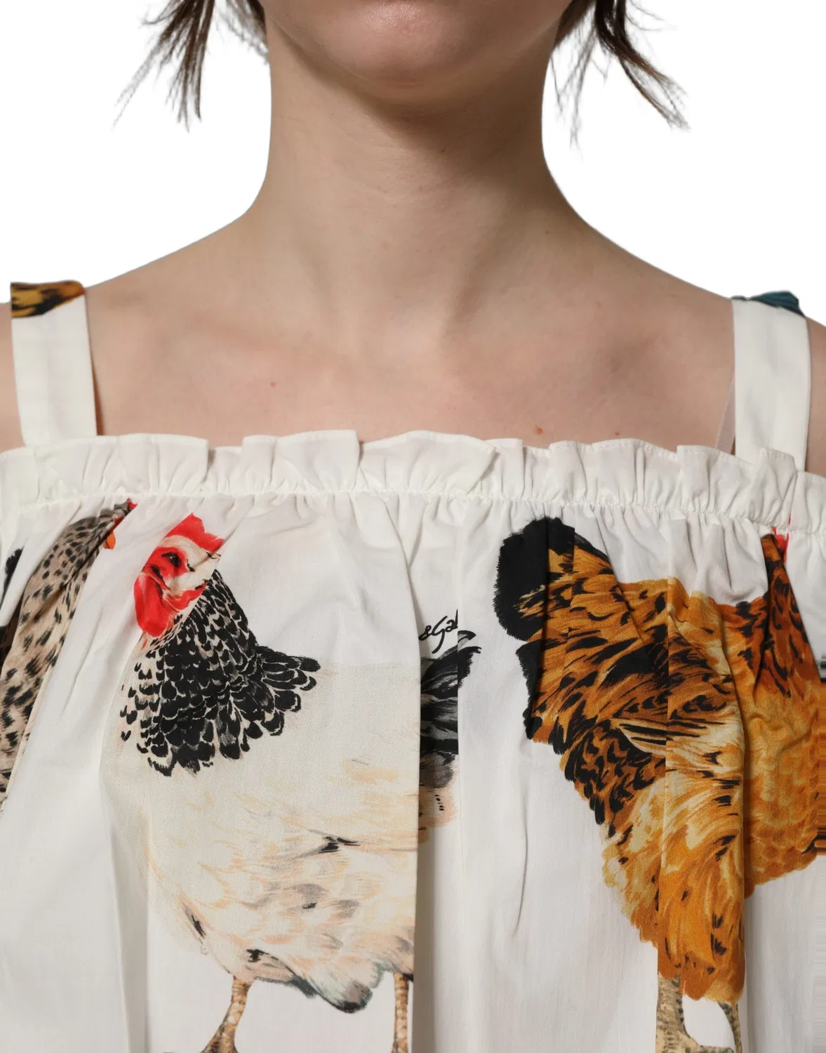 Женская блузка с открытыми плечами и принтом Off The Shoulder Dolce & Gabbana, White