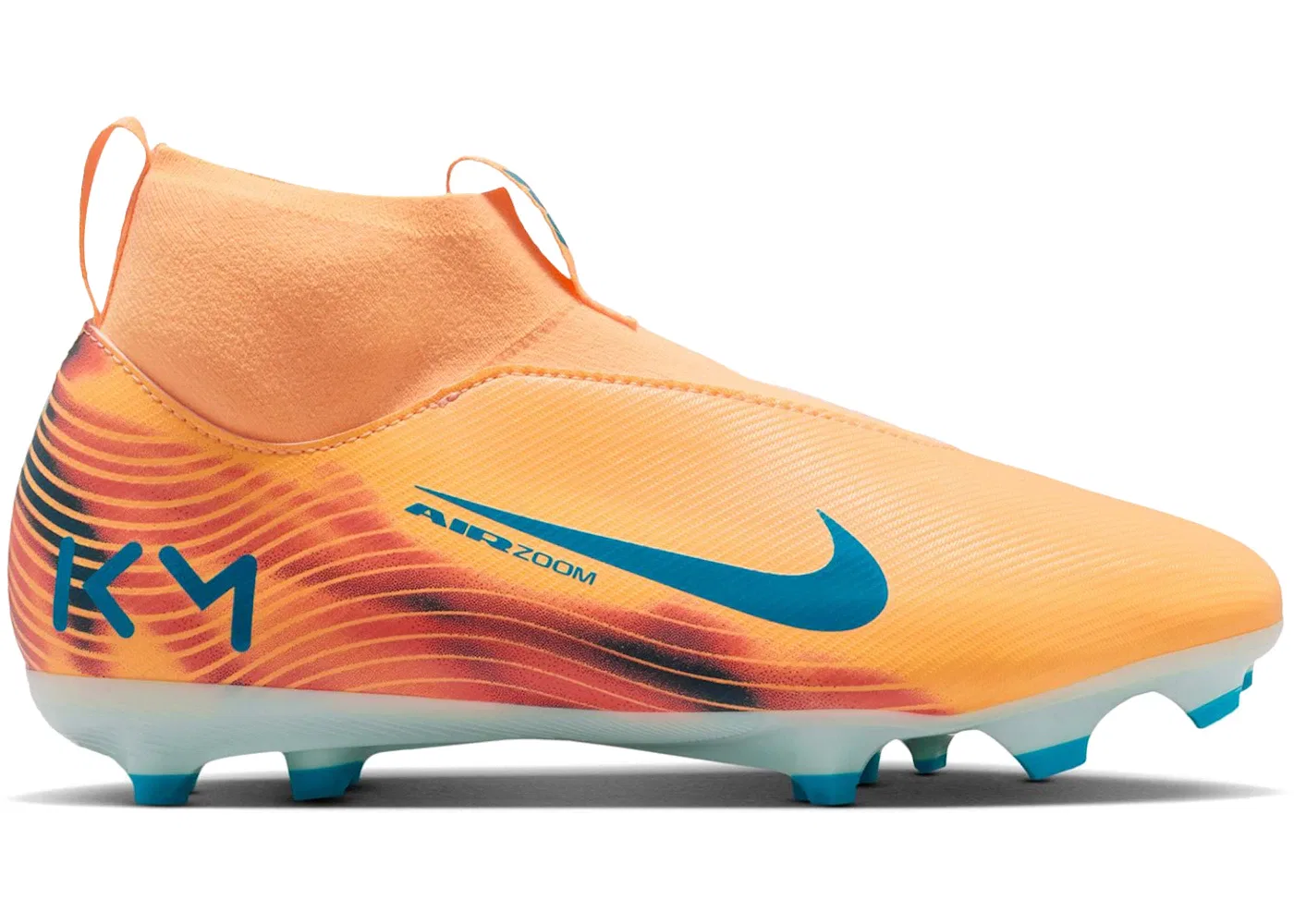 Детские бутсы Kylian Mbappé Nike, Melon Tint/Igloo/Neo Turquoise