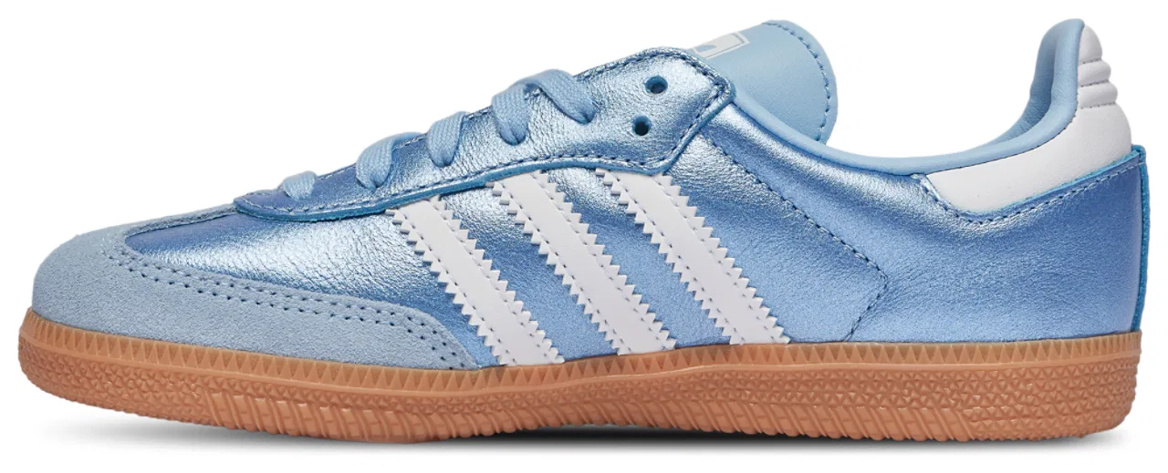 Детские кроссовки для девочек Samba adidas, Footwear White Metallic Blue — фото 2
